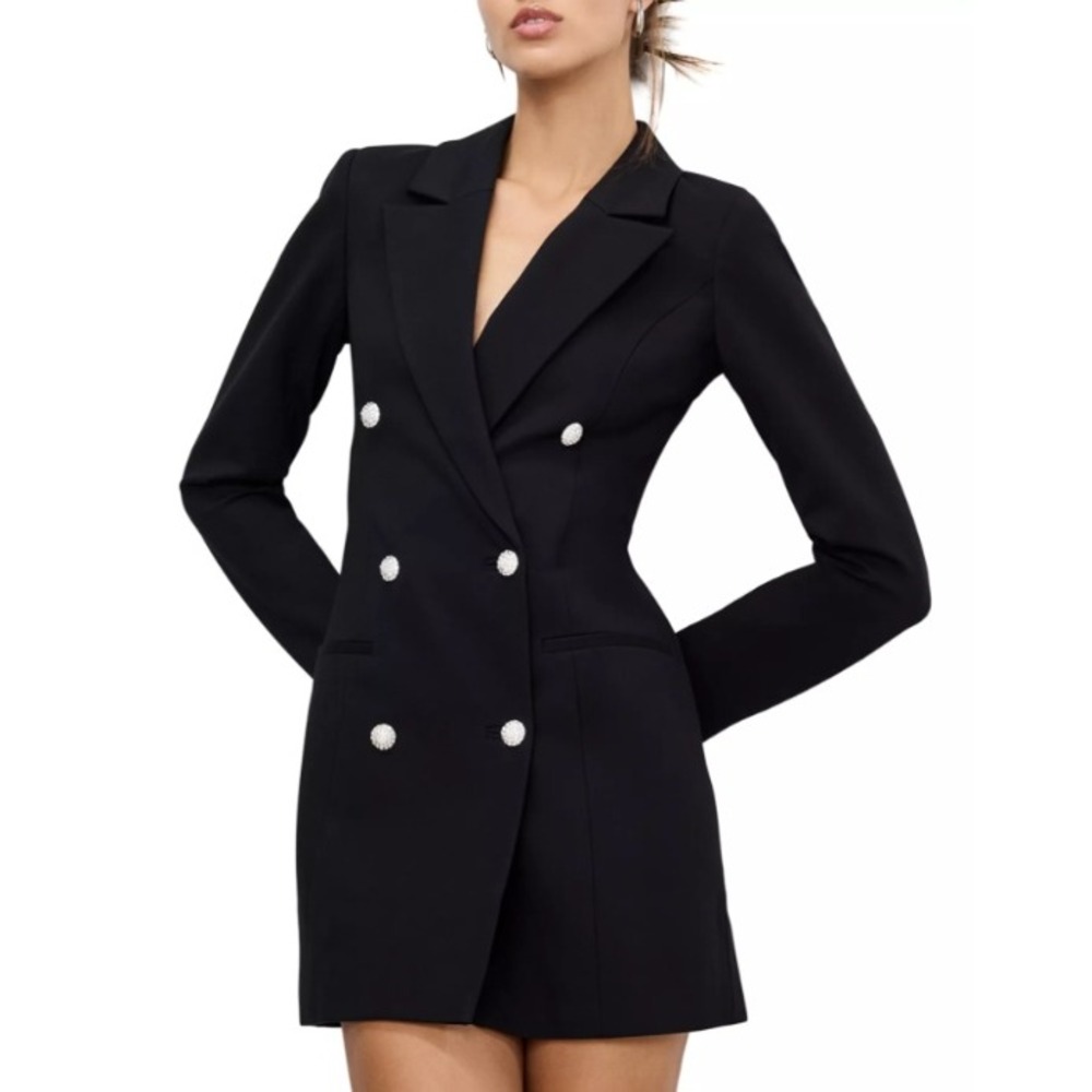 Good American Ponte Embellished Exec Blazer Dress Black Women Size XS Formal